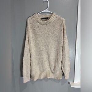 Jenni Kayne Cruise Cocoon Crewneck Sweater Natural Cream Tan Size XXS oversized